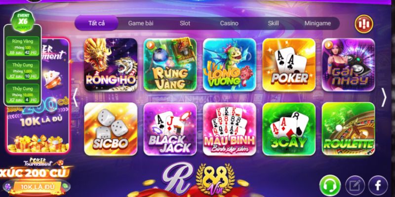 Những loại hình game bài hot tại R88